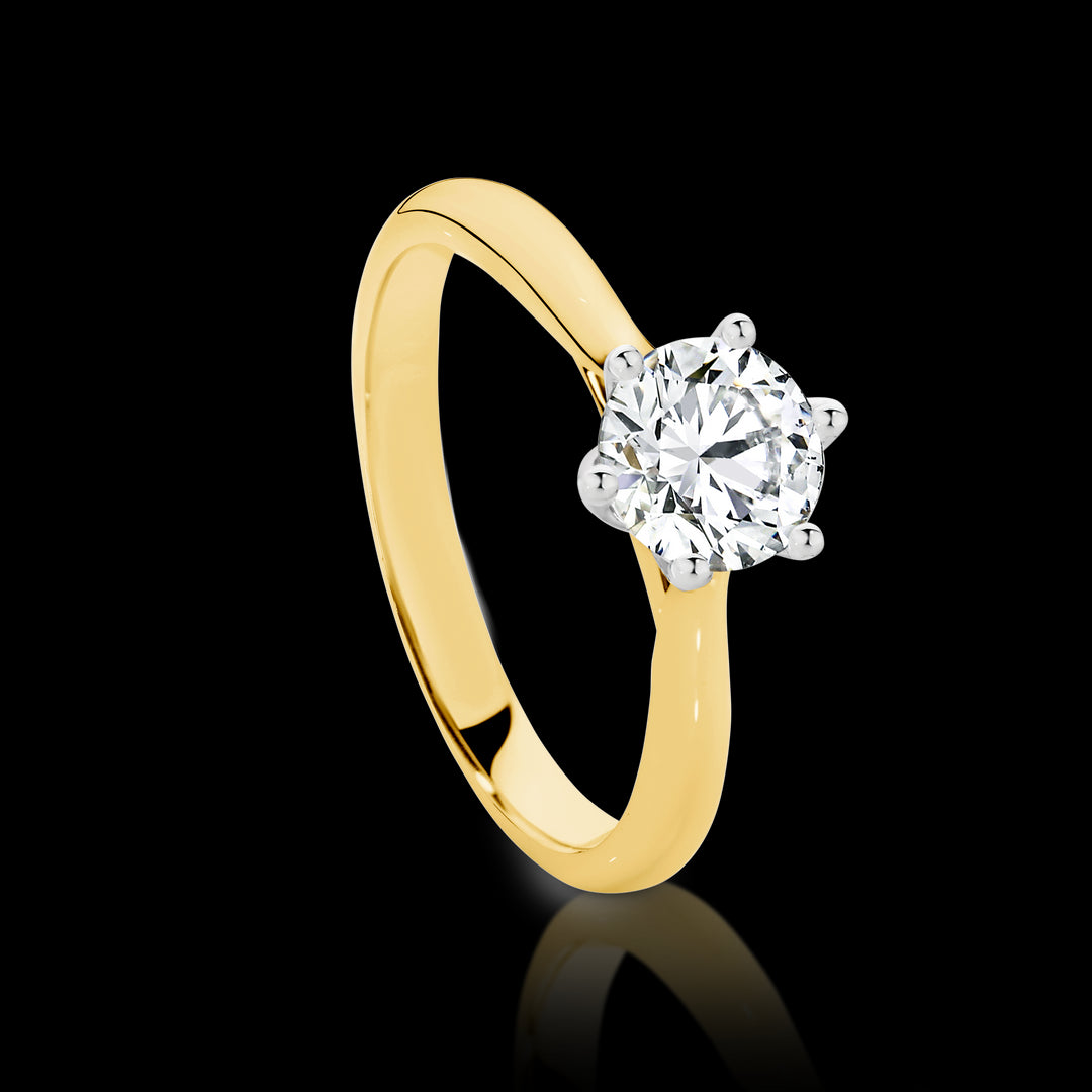 18K YG/WG 0.70CT Diamond Solitaire Engagement Ring