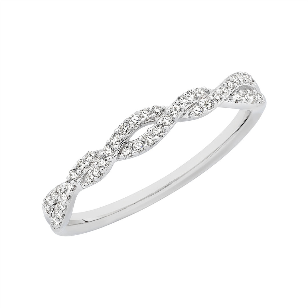 9K White Gold Diamond Twist Ring