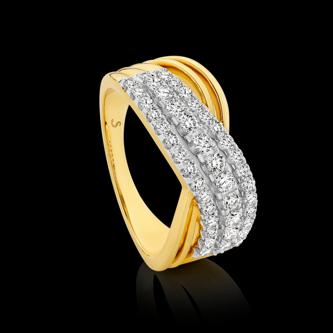 9K Two Tone Argyle Diamond Dress Ring