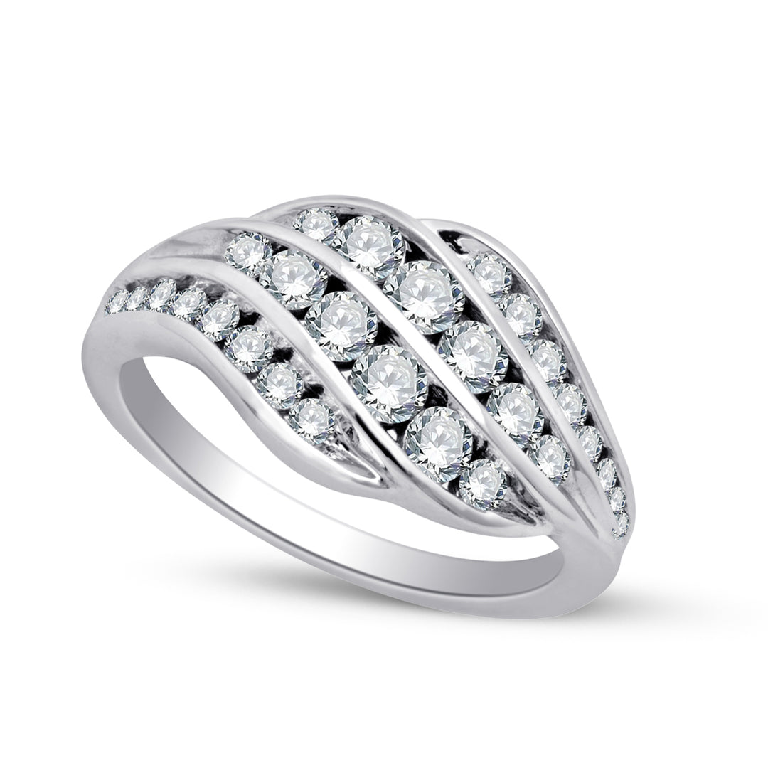 9K White Gold Argyle Diamond Dress Ring