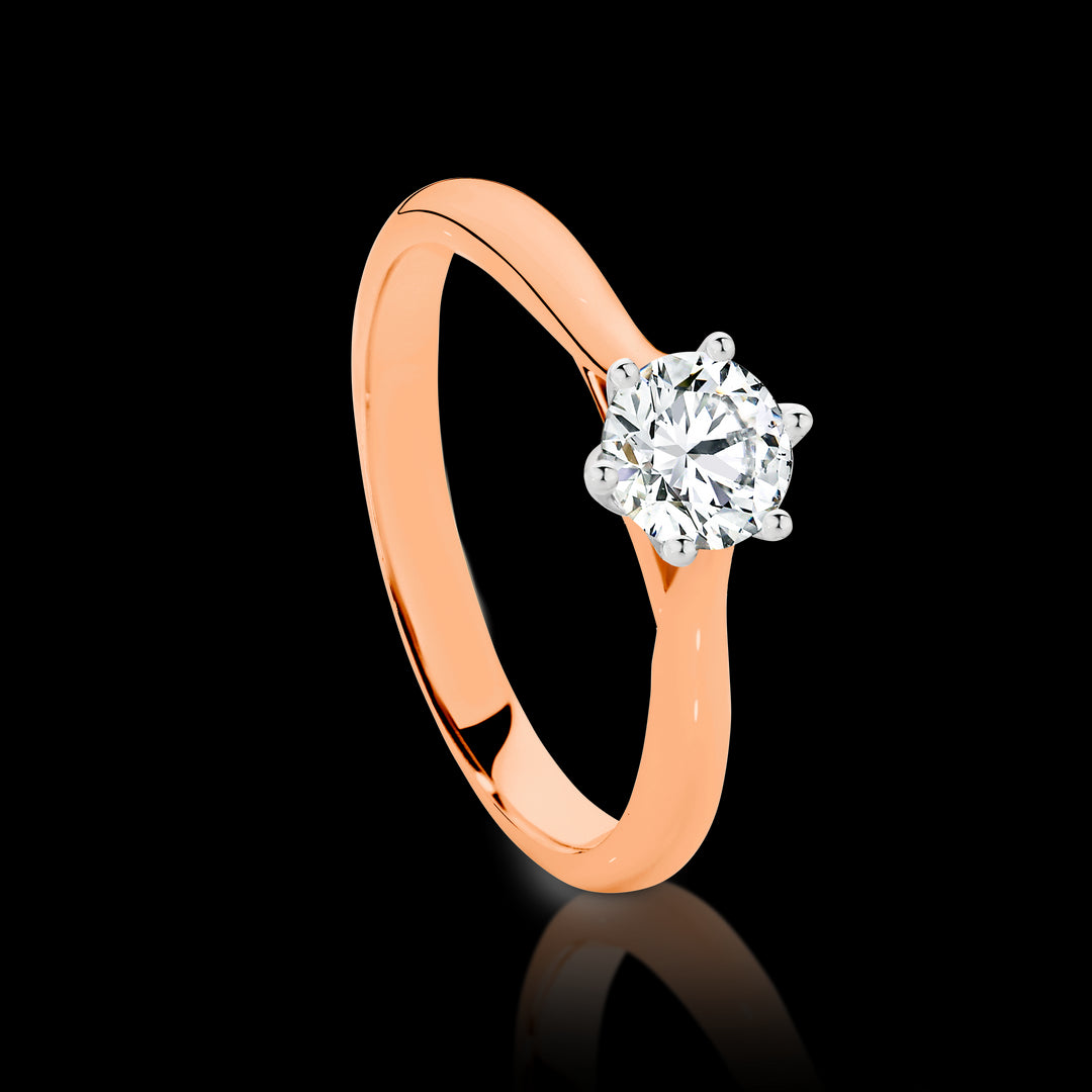 18K Rose & White Gold 0.30ct Diamond Solitaire Engagement Ring