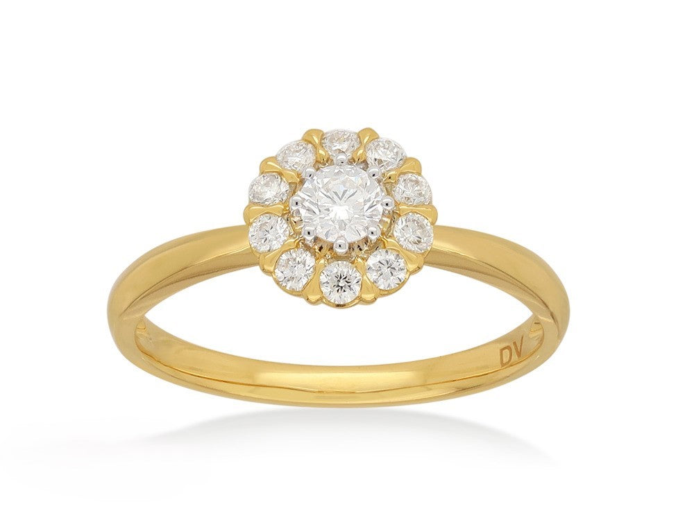 9K YG Dia Halo Engagement Ring Size O
