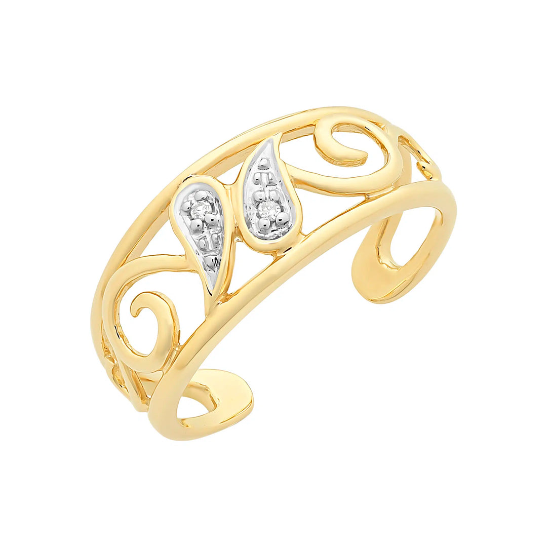 9K YG Diamond SetToe Ring