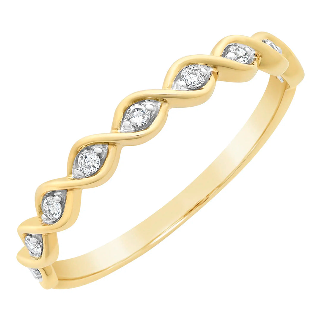 9K YG Dia Set Twist Ring Size O
