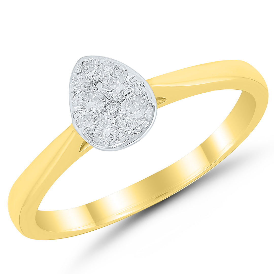 9K YG Pear Cluster Engagement Ring
