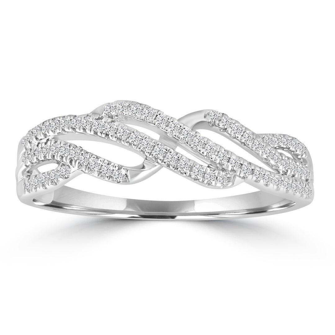 9k WG Wave Crossover Diamond Ring