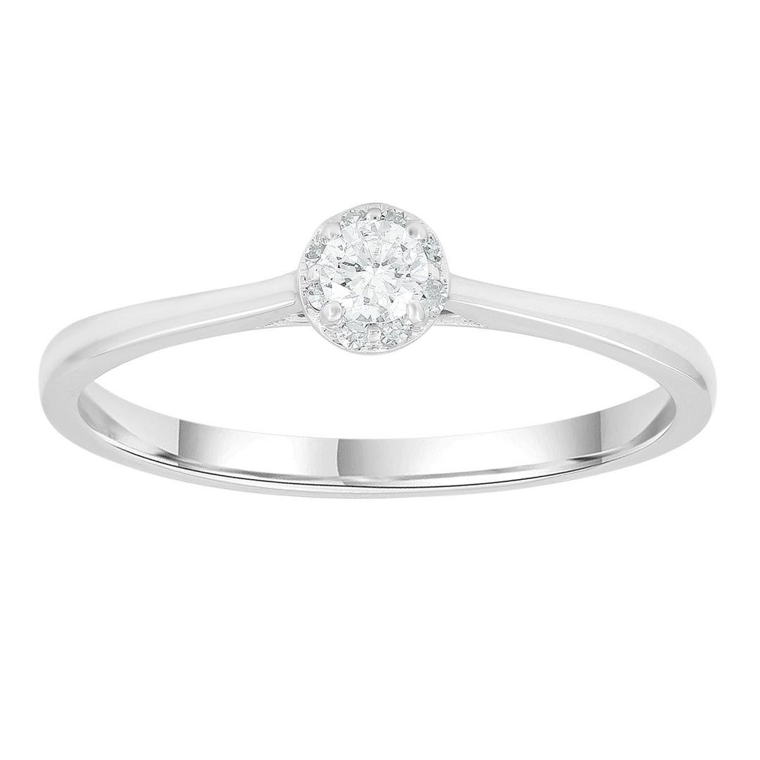 9K WG Round Halo Diamond Ring