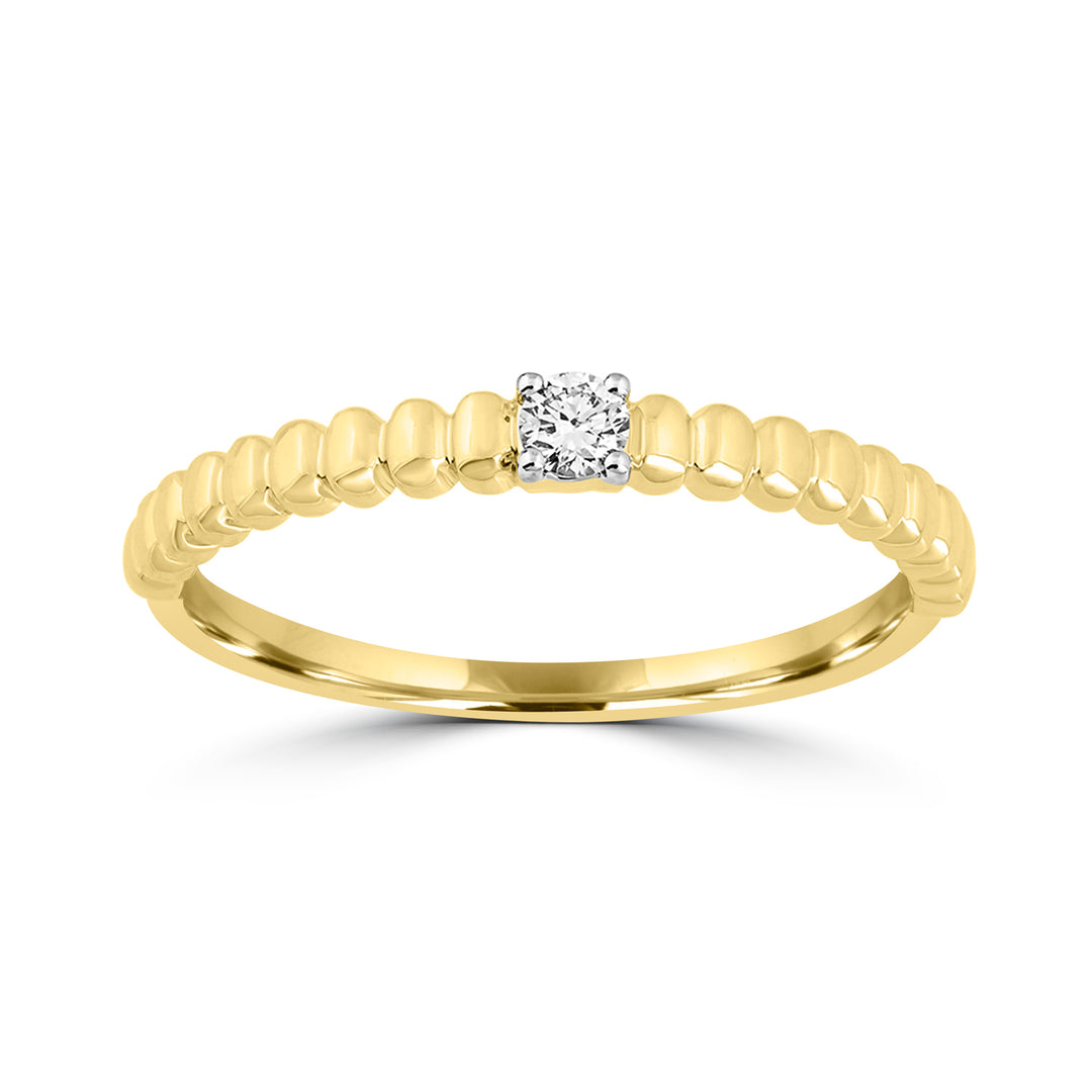 9K YG Diamond Bead Band Ring