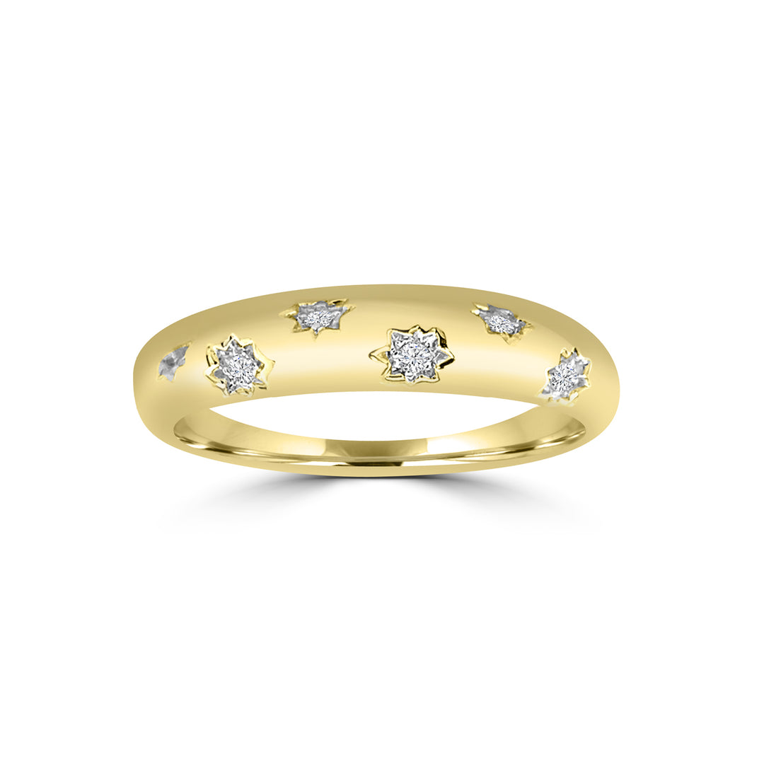 9K YG Scattered Star Set Diamond Ring
