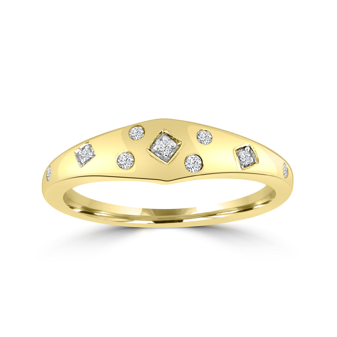 9K YG Scattered Diamond Ring