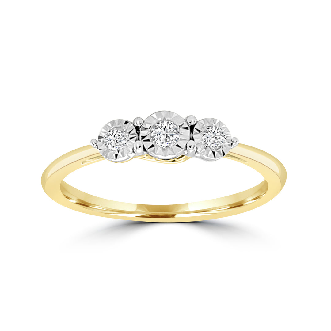 9K YG Illusion Set Trilogy Diamond Engagement Ring