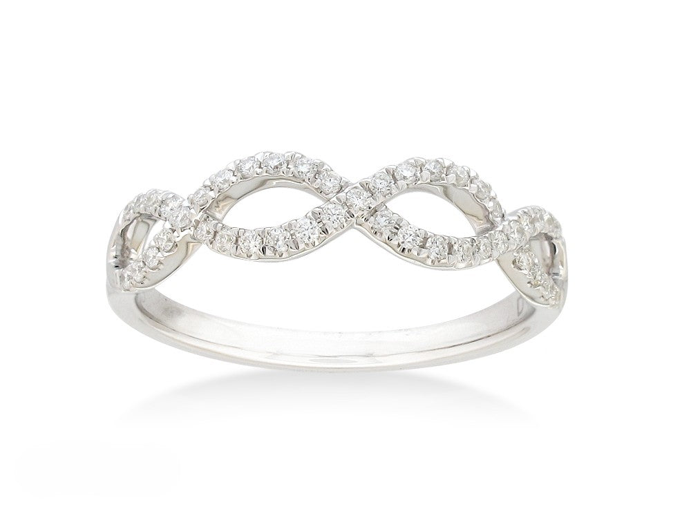 9K WG Double Row Twist Diamond Ring