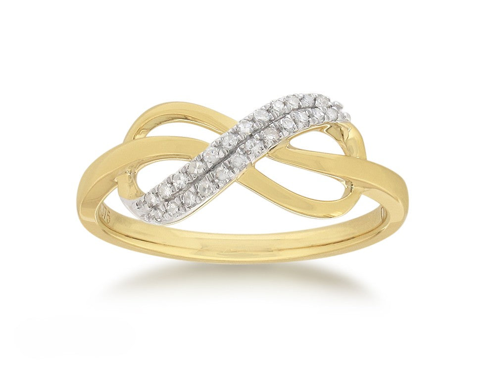 9K YG Infinity Diamond Ring