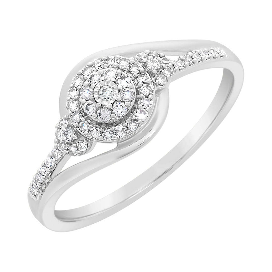 9K WG Diamond Halo Cluster Engagement Ring