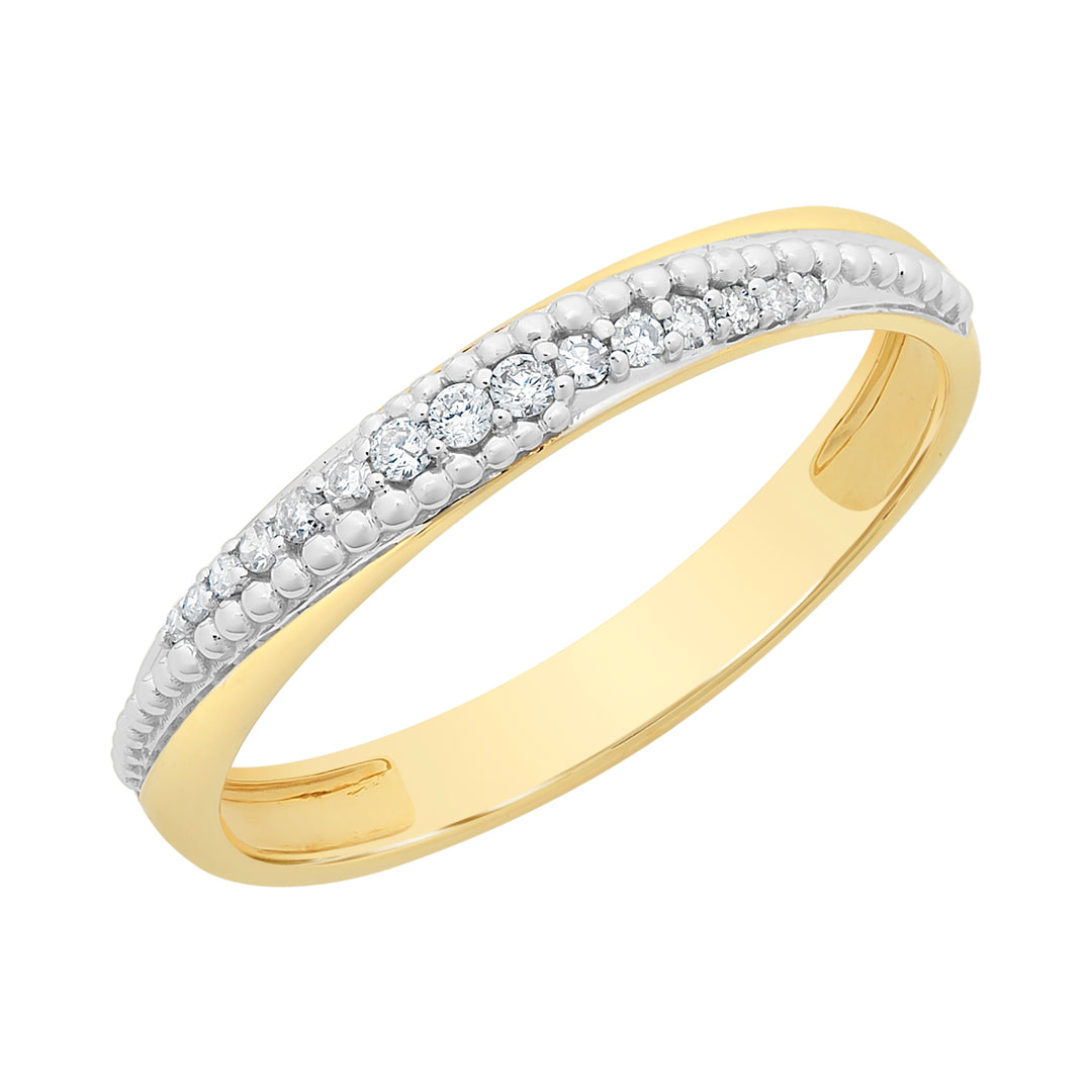 9K YG/WG Bead Set Diamond Ring