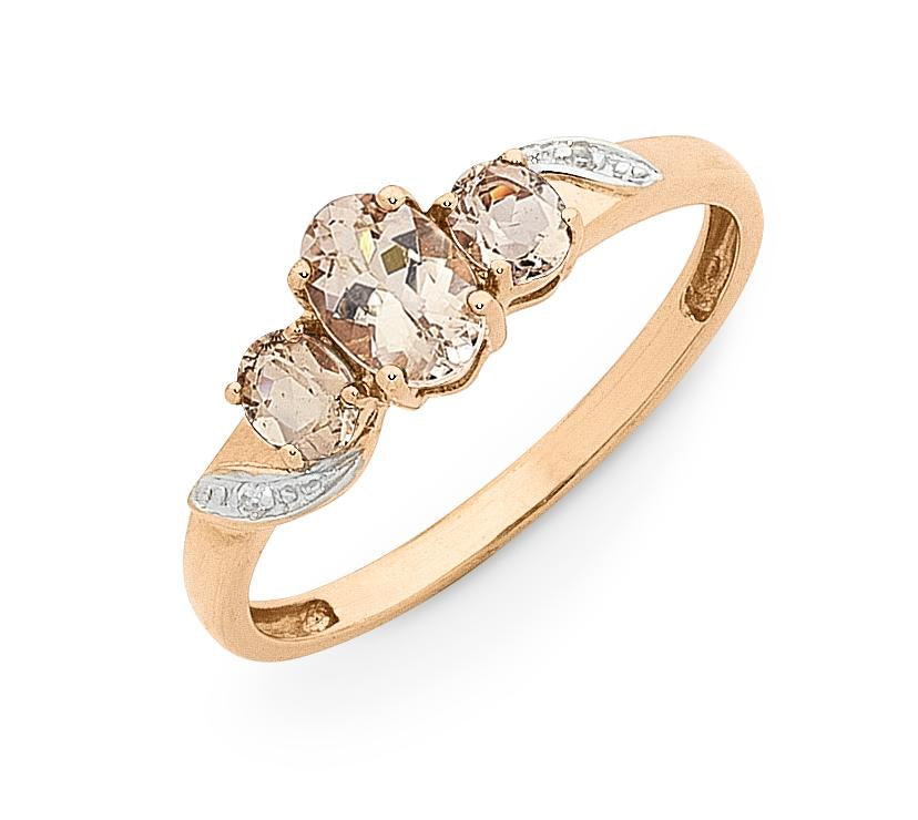 9K RG Morganite & Diamond Dress Ring