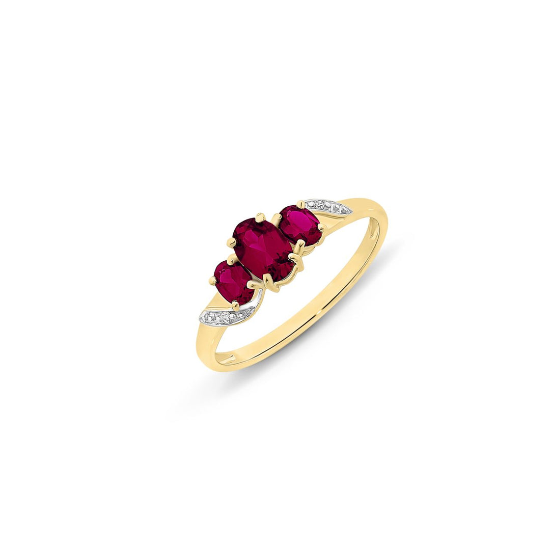 9K YG Ruby & Diamond Dress Ring
