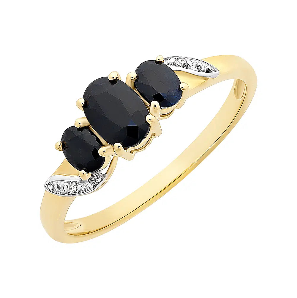 9K YG Sapphire & Diamond Ring