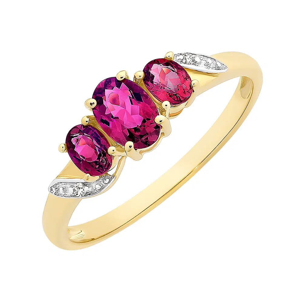 9K YG Pink Tourmaline & Diamond Ring