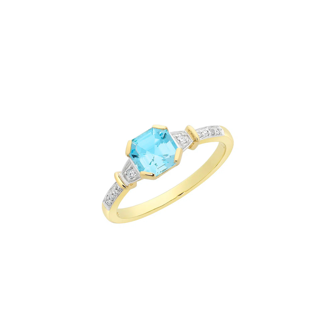 Blue Topaz & Yellow Gold Ring