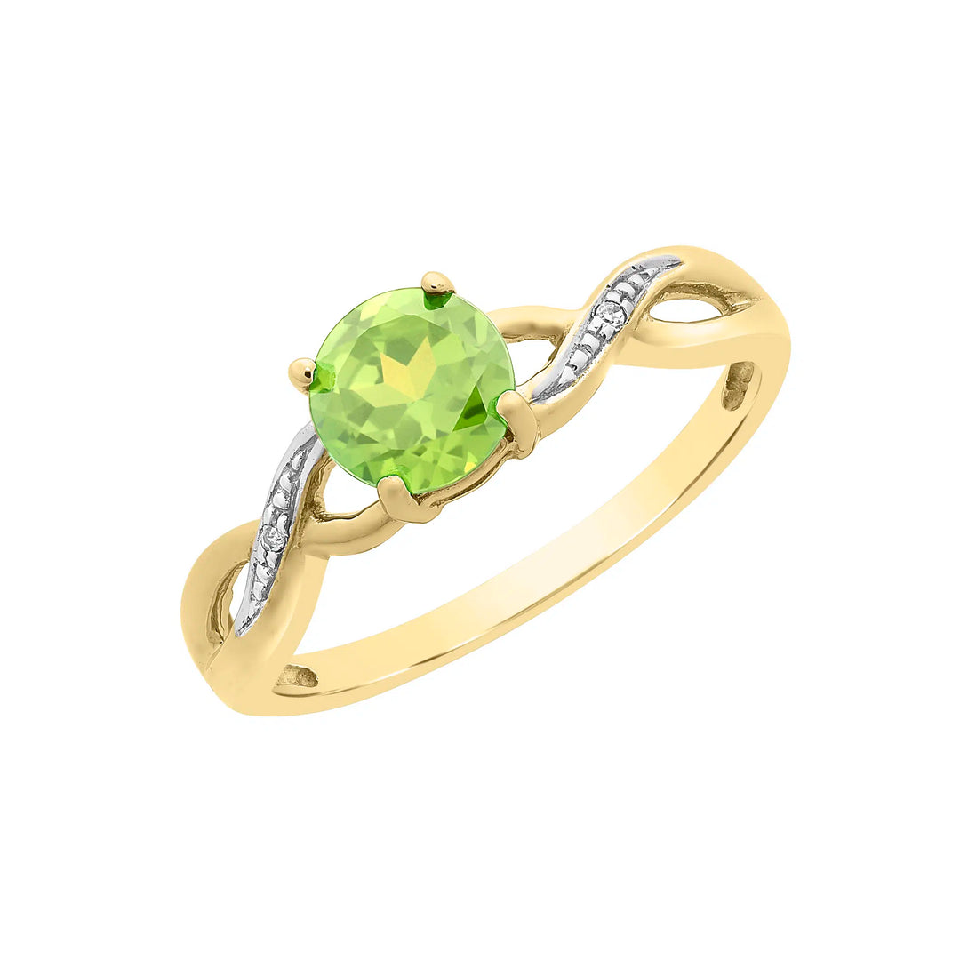 9K YG Peridot & Diamond Ring