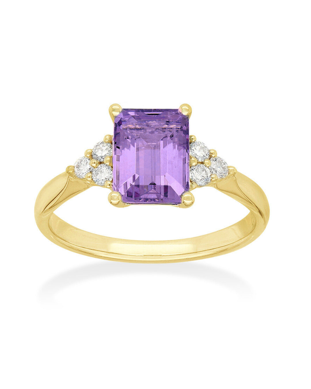 9K YG Amethyst Dia Ring Size O - Main Image