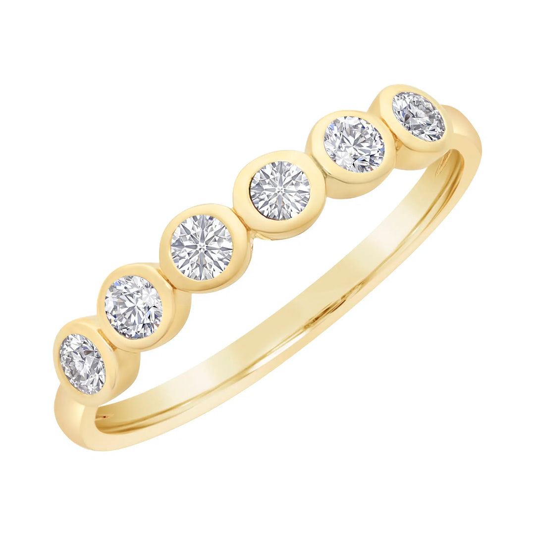 9K YG Round Bezel Set CZ Dress Ring