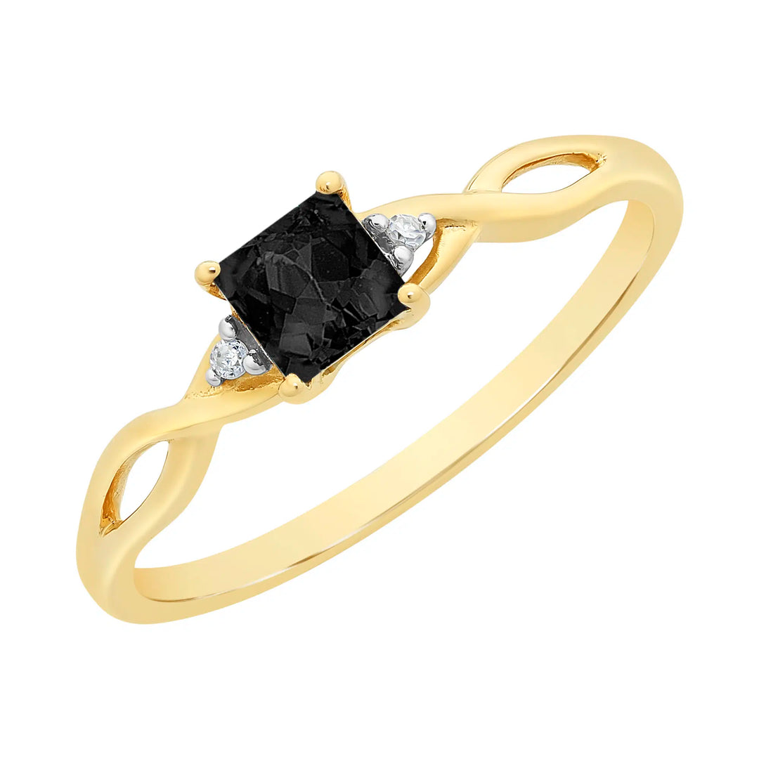 9K YG Dark Sapphire & Dia Twist Dress Ring