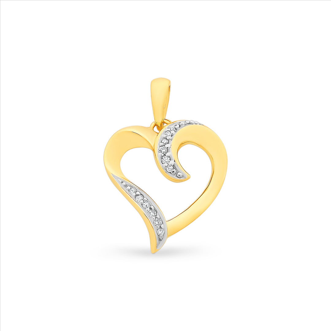 9K YG Dia Set Heart Pendant