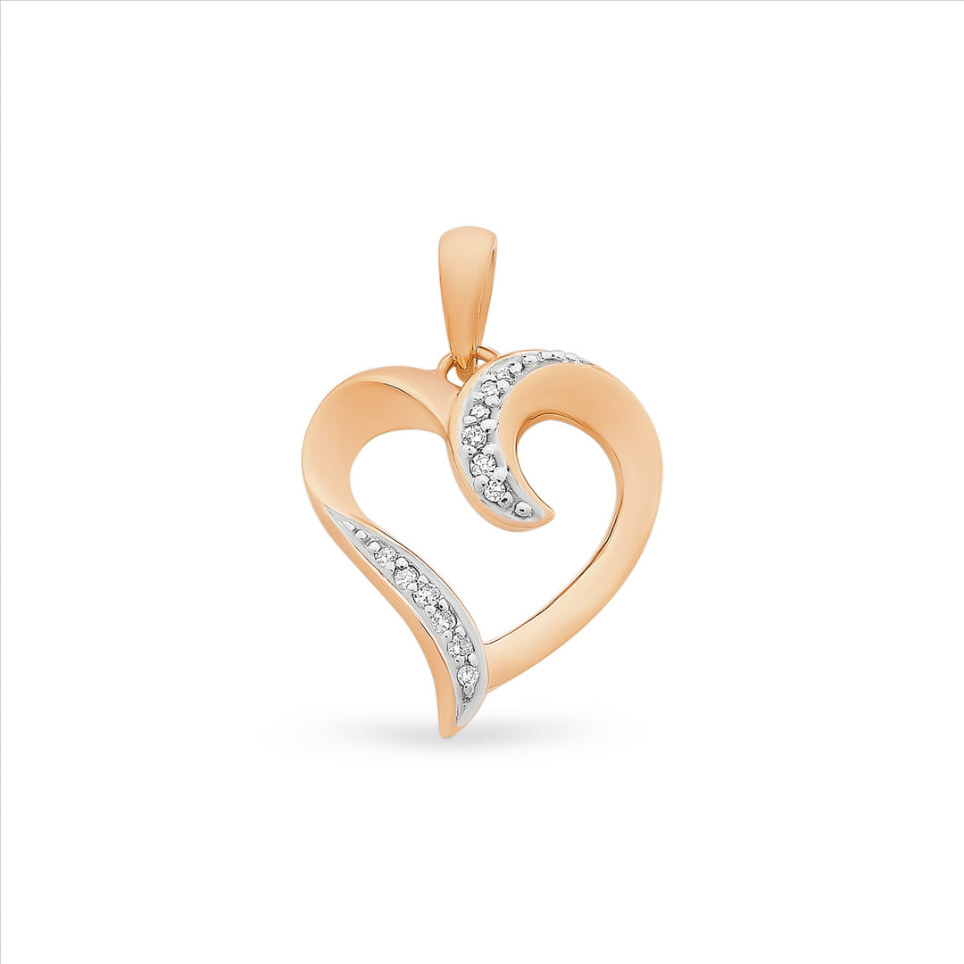 9K RG Dia Set Heart Pendant