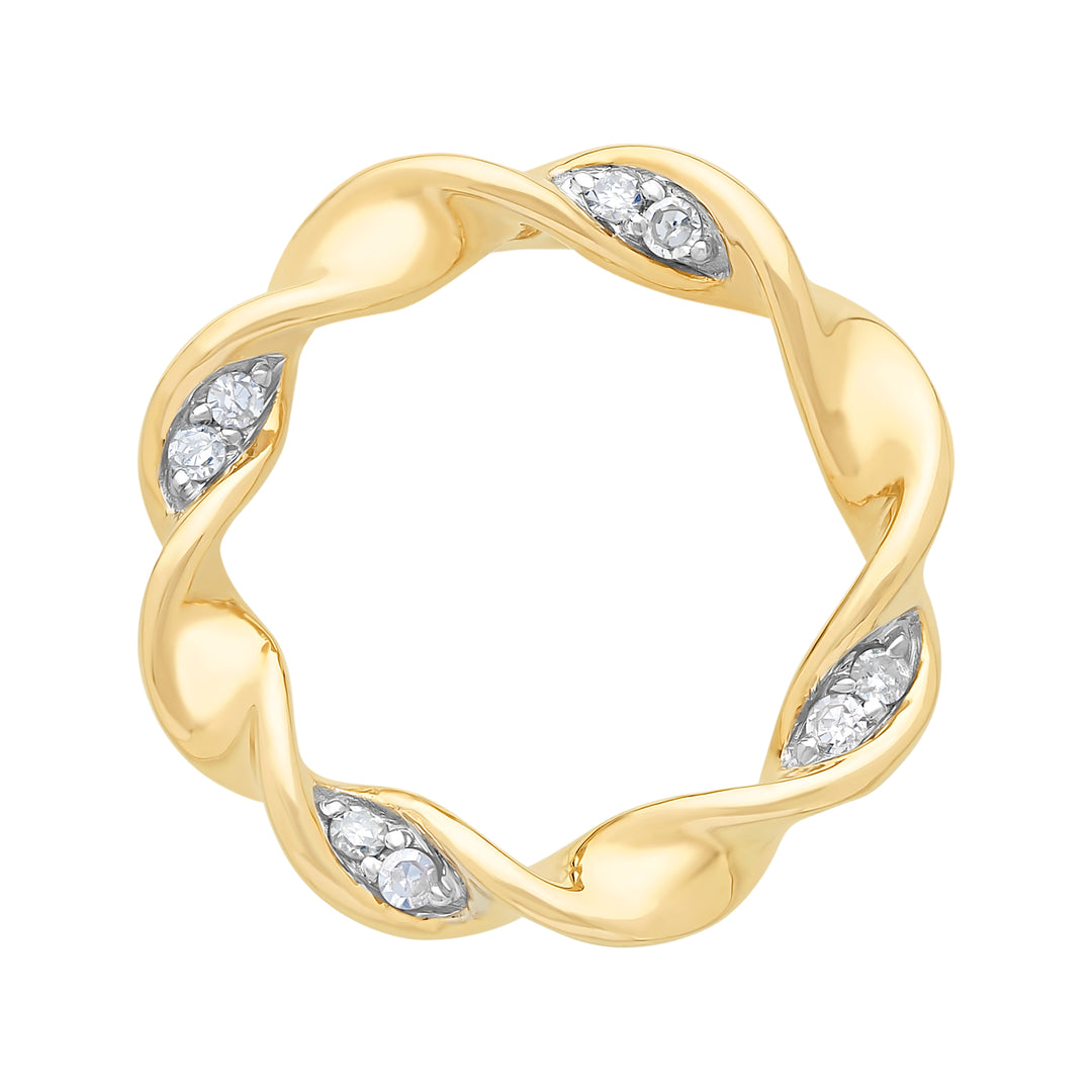 9K YG Dia Open Circle Twist Pendant