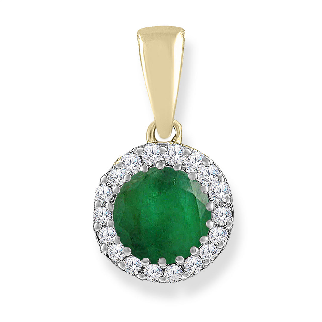 9K YG Emerald & Dia Pendant
