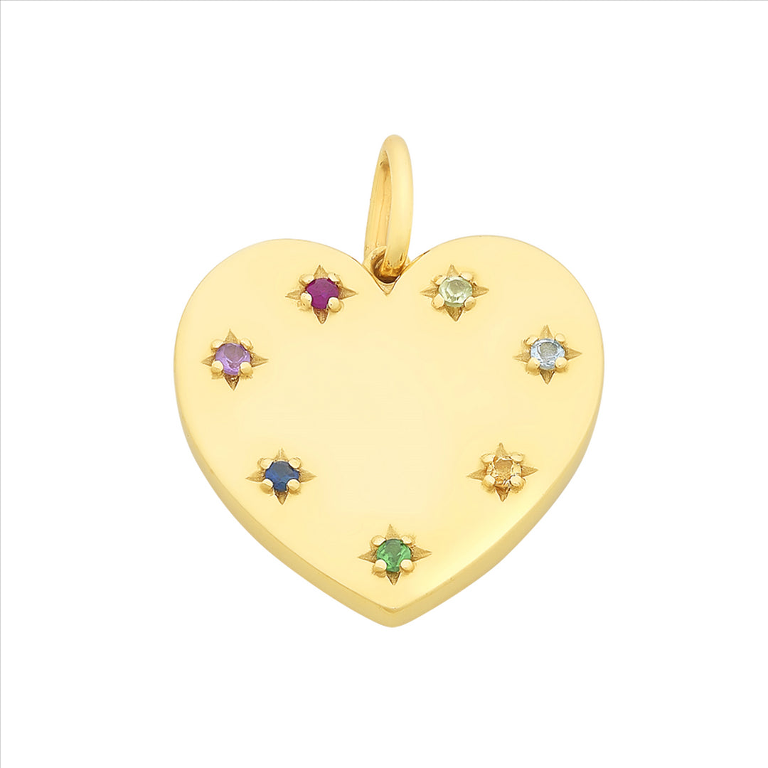 9K YG Mutli-Stone Heart Pendant