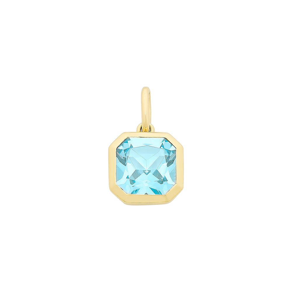 Yellow Gold Blue Topaz Pendant
