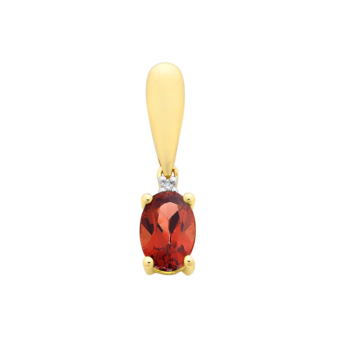 9K YG Garnet & Dia Pendant