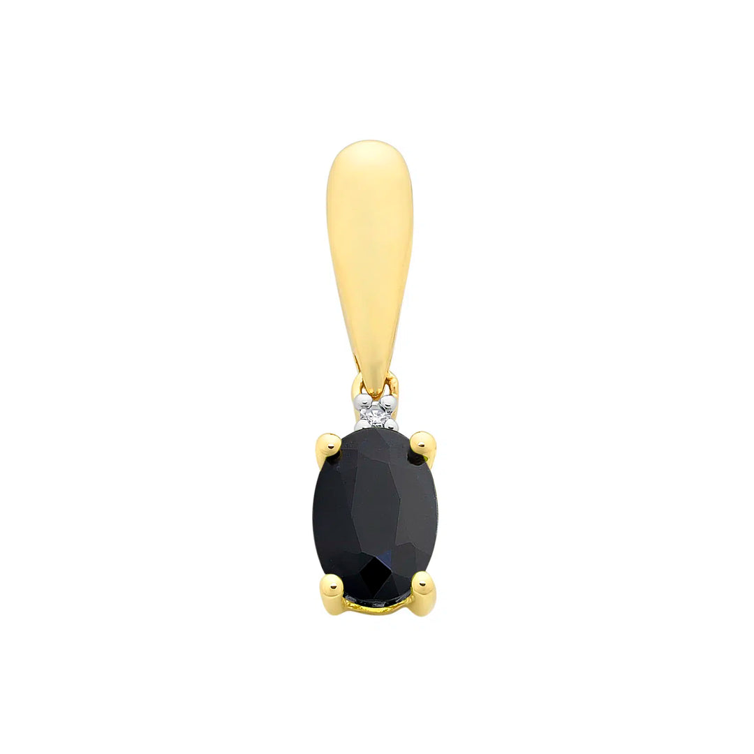 9K YG Sapphire & Dia Pendant