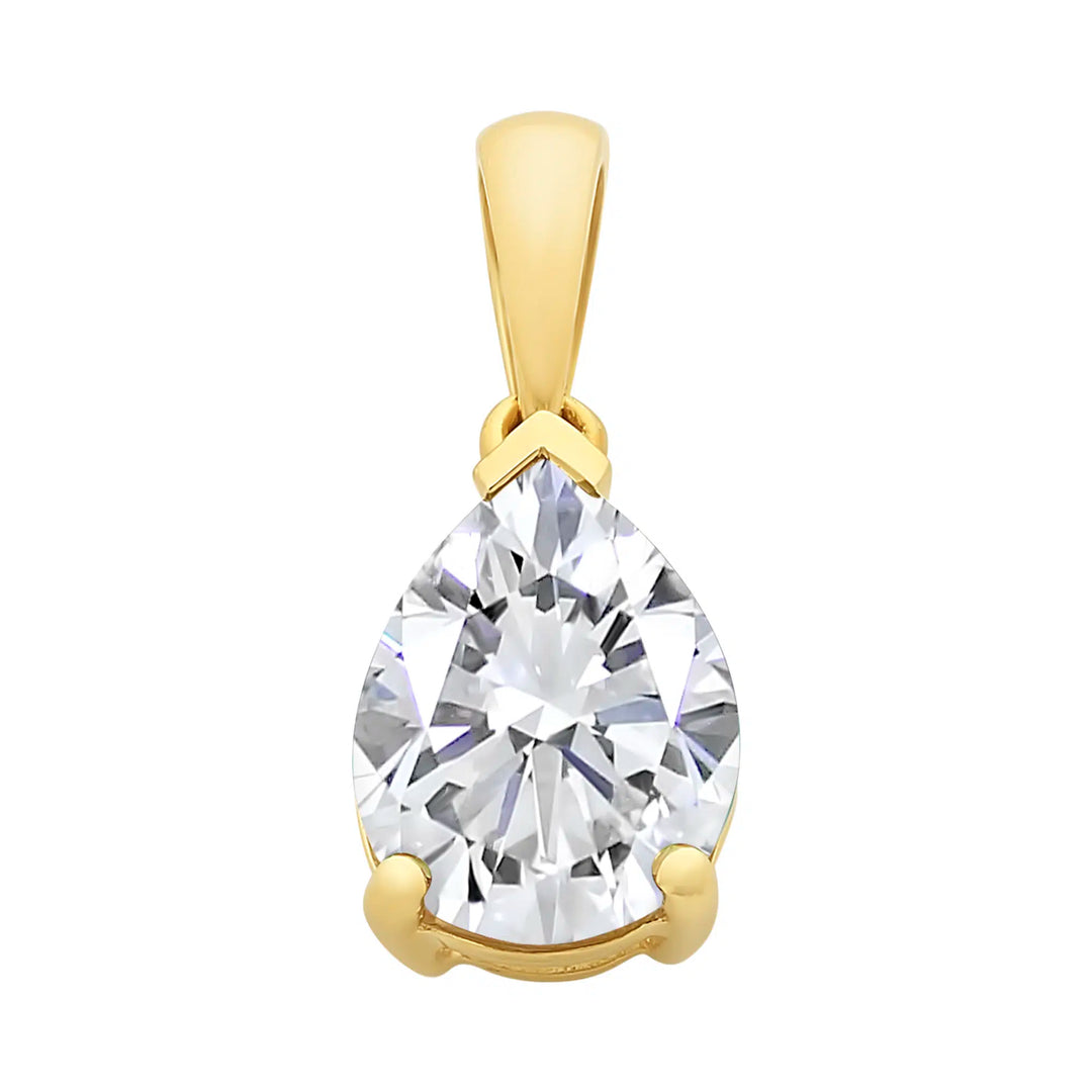 9K YG Pear CZ Necklace