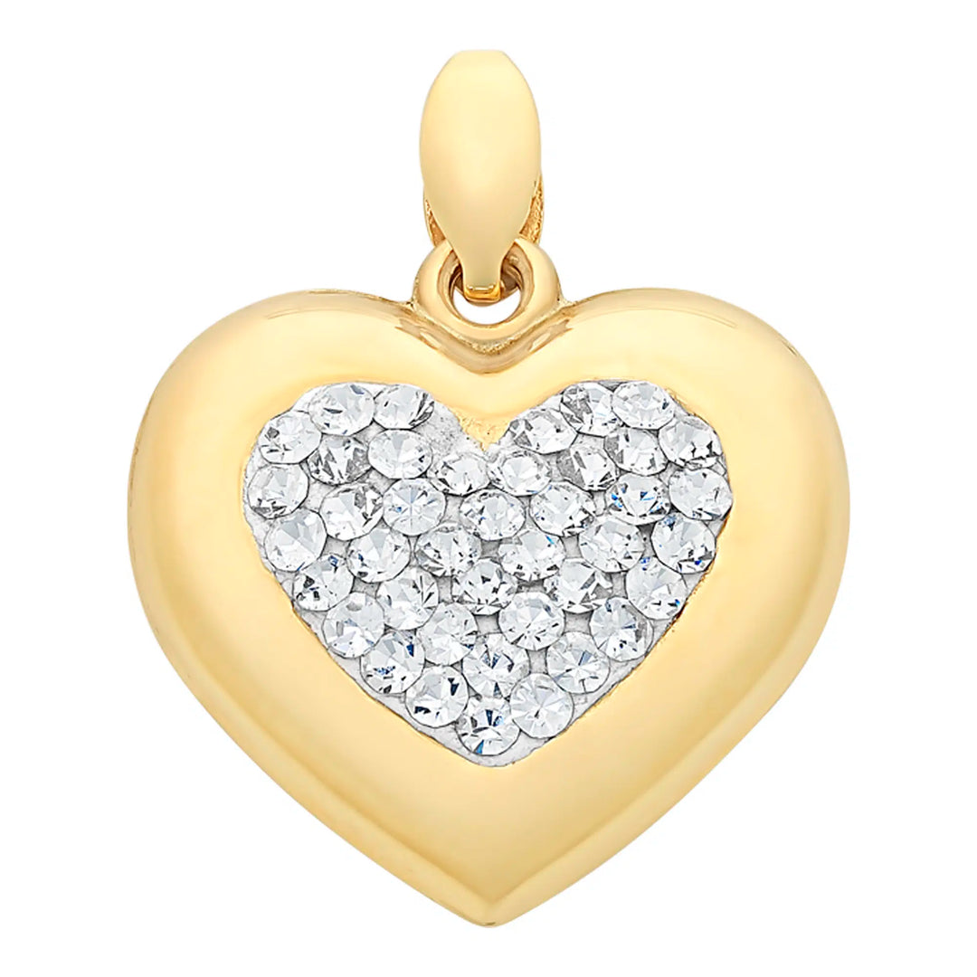 9K YG Crystal Heart Pendant