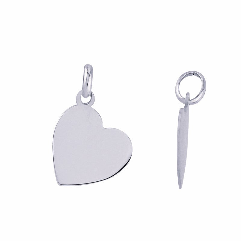 9K White Gold 10*10Mm Heart Engraving Disc W Small Bail, Display Chn