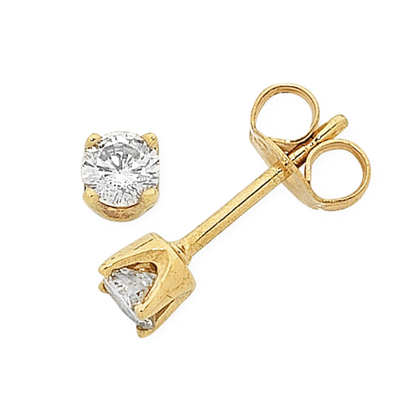 9K YG 0.12CT Diamond Studs