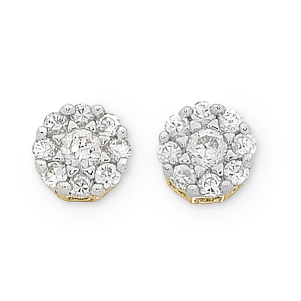9k YG Diamond Cluster Studs