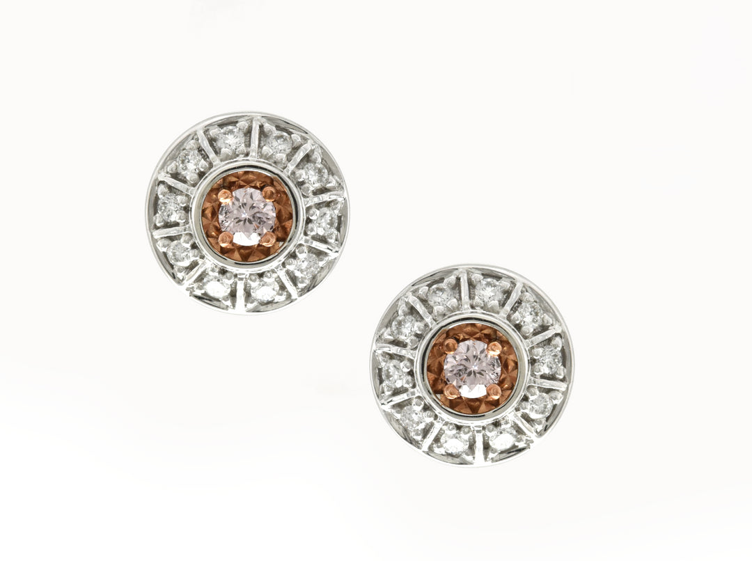 9K WG/WG Pink Argyle Dia & White Dia Studs