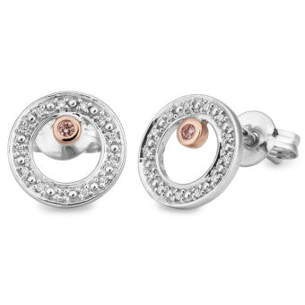 9K WG Pink Argyle Diamond Open Circle Studs