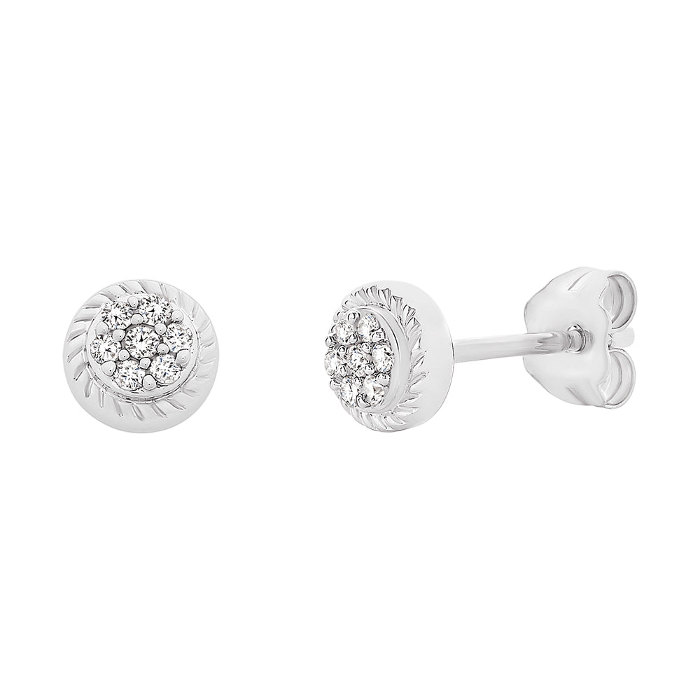 9K White Gold Cluster Diamond Studs
