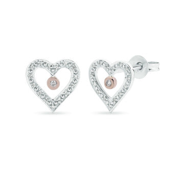 9K WG Pink Argyle Heart Diamond Studs