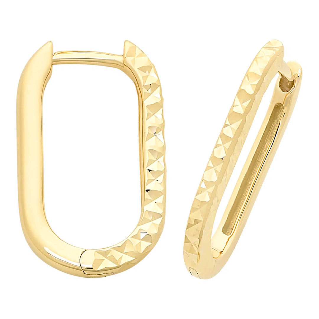 9K YG Dia Cut Oval Huggies