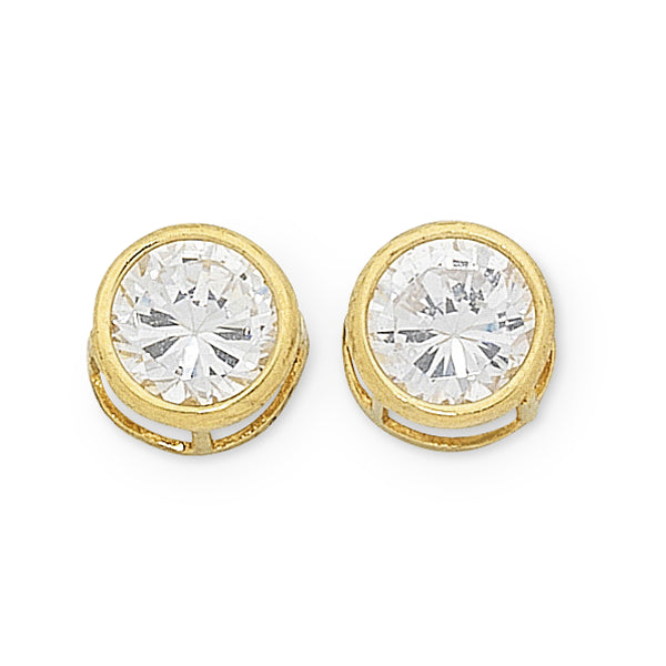 Yellow Gold Bezel Cubic Zirconia Studs