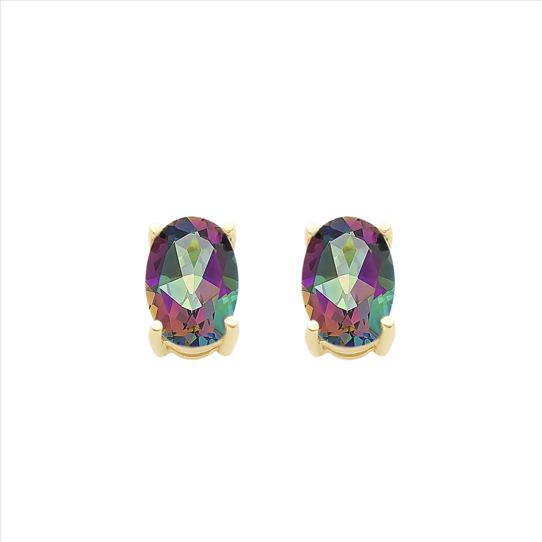 9K Yellow Gold Mystic Topaz Studs