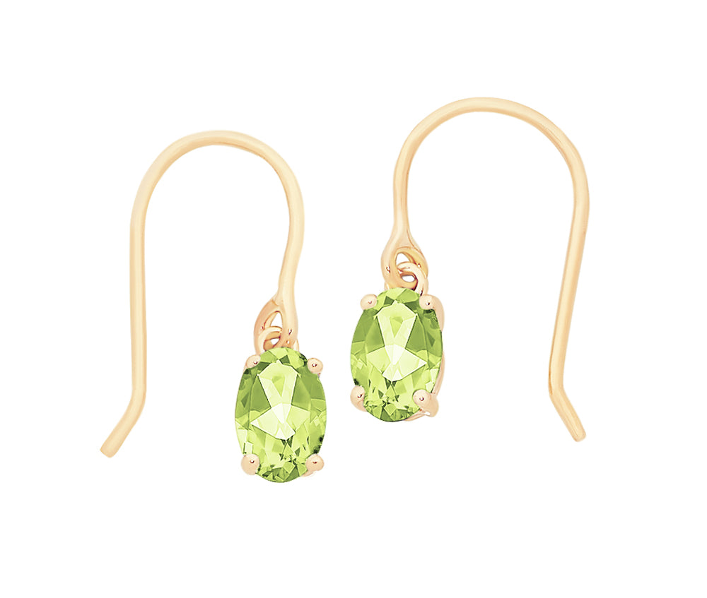 Yellow Gold Peridot Shepherd Earrings
