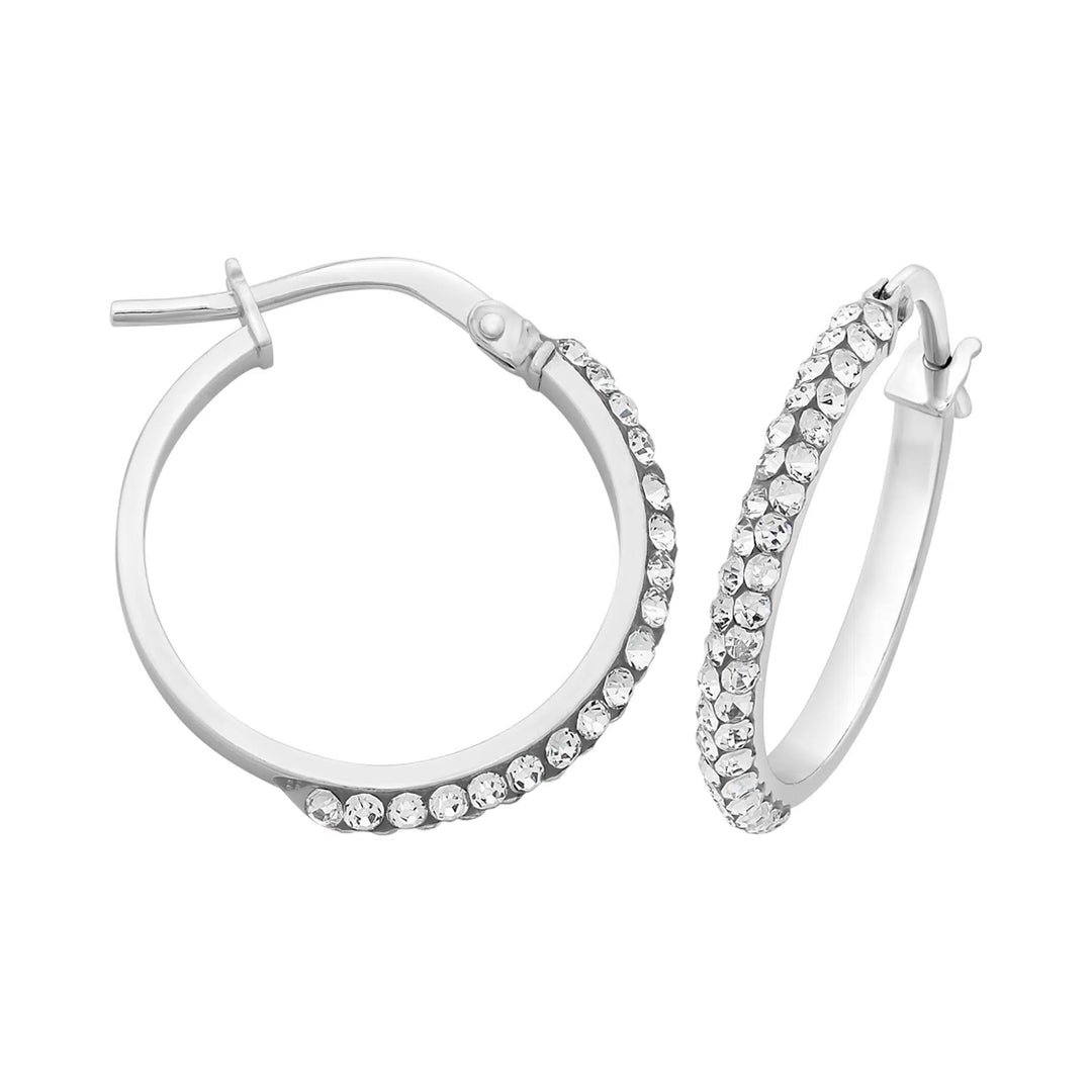 9CT WG S/Filled Round Hoops With Swarovski Crystals